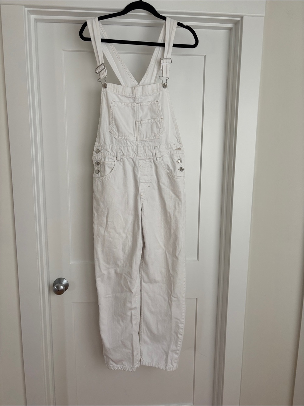Free People White Women's Denim Overalls